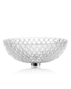 Crystal 674 Round Hand-Cut Clear Crystal Vessel Bathroom Sink, 16.9"