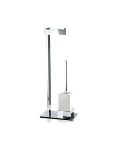 DW BK SBK Freestanding Toilet Paper Holder and Toilet Brush Set in Polished Chrome