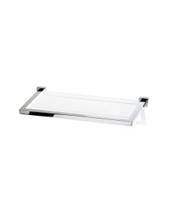 DW CO GLA30 Wall Mounted Frosted Glass Bathroom Shelf, Polished Chrome, 11.8"