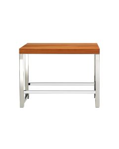 DW WO SO Wood Vanity Bench with Polished Chrome Legs