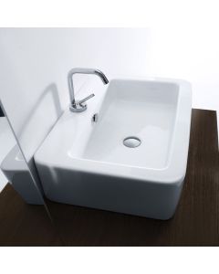 Ego 3242 Rectangular Ceramic Vessel or Wall Mounted Bathroom Sink, 23.6"