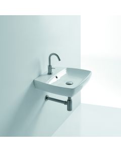 H10 40R 81090 Rectangular Ceramic Vessel or Wall Mounted Bathroom Sink in Glossy White, 15.7"