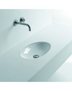 H10 40U 82080 Oval Ceramic Undermount Bathroom Sink in Glossy White, 15.7"