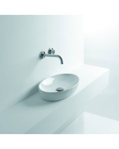 H10 50C 82081 Oval Ceramic Vessel Bathroom Sink in Glossy White, 19.6"