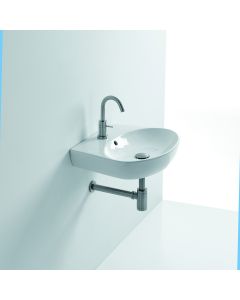 H10 50O 82091 U-Shaped Ceramic Vessel or Wall Mounted Bathroom Sink in Glossy White, 19.6"