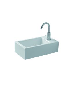 Hox Mini 45 Rectangular Small Wall Mounted Bathroom Sink in Glossy White, 17.7"