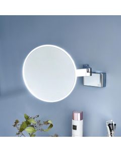 Spiegel 1095.000.30 Round Wall Mounted LED Lighted Magnifying Makeup Mirror, Hard-Wired, 5x Magnification