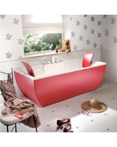 Kali Color Red Designer Freestanding Bathtub, Red Exterior, White Interior