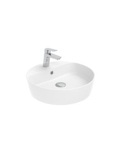 Lago 146 WG Round Vessel Bathroom Sink in Glossy White, 17.7", One Faucet Hole