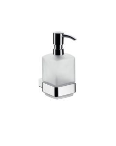 Loft 0521.001.01 Wall Mounted Satin Crystal Glass Soap Dispenser, Polished Chrome Pump