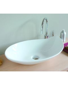 LVO 140 Ceramic Vessel Bathroom Sink in Glossy White, 25.6"