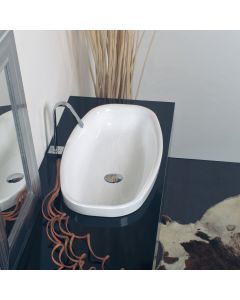 LVO 54I Oval Ceramic Drop-in Bathroom Sink in Glossy White, 21.2"