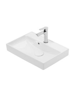 Nice 50 Rectangular Ceramic Drop-in or Wall Mounted Bathroom Sink in Glossy White, 19.7"