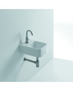 Normal 01C Small Rectangular Ceramic Vessel or Wall Mounted Bathroom Sink in Glossy White, 9.4"