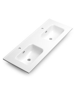 Onyx 120D Rectangular Ceramic Drop-in Bathroom Sink in Glossy White, 47.8"