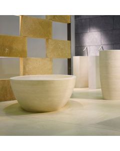 Piedra Orion Beige Travertine Designer Hand-carved Stone Bathtub, Beige Travertine