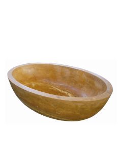 Piedra Orion Yellow Travertine Designer Hand-carved Stone Bathtub in Yellow Travertine