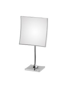 Quadrolo 64/1 Square Freestanding Magnifying Makeup Mirror in Polished Chrome, 3x Magnification