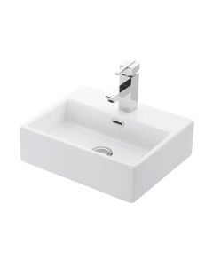 Quattro 40 Small Rectangular Ceramic Vessel or Wall Mounted Bathroom Sink, 16.9"