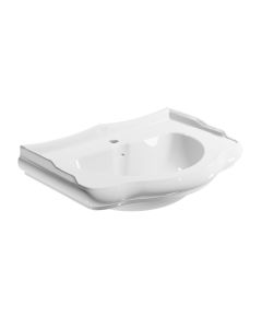 Retro 1046 Vintage Ceramic Wall Mounted Bathroom Sink in Glossy White, 27.2"