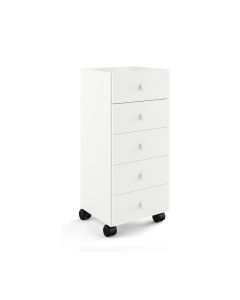 Runner 5430 Rolling Bathroom Floor Drawer Unit in White, Five Drawers