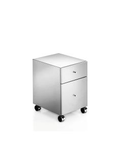 Runner 5438 Rolling Bathroom Floor Drawer Unit in Polished Stainless Steel, Two Drawers