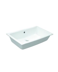 Slim 0230 Rectangular Ceramic Trough Undermount Bathroom Sink in Glossy White, 35.4"