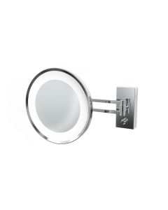 Smile 360 Round Wall Mounted LED Lighted Magnifying Makeup Mirror, 5x Magnification