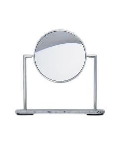 TS1 SS Round Freestanding Double Sided Magnifying Makeup Mirror in Brushed Stainless Steel