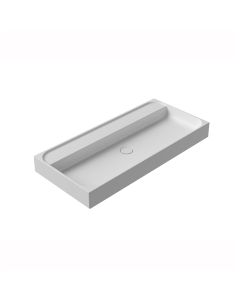 Unit Plus 100A Rectangular Trough Vessel or Wall Mounted Bathroom Sink in Glossy White, With Concealed Overflow, 39.6"