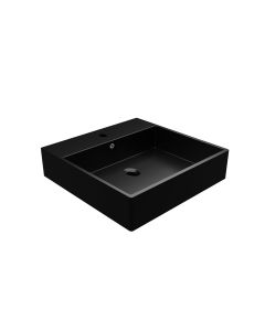 Unlimited 46 Small Square ADA Compliant Vessel or Wall Mounted Bathroom Sink in Matte Black, 18.3"