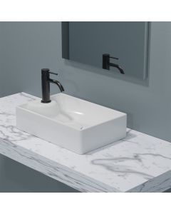 Vision 16042 Small Rectangular Ceramic Vessel Bathroom Sink in Glossy White, 16.5"
