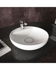 Vision 16342 Round Ceramic Vessel Bathroom Sink in Glossy White, 16.5"