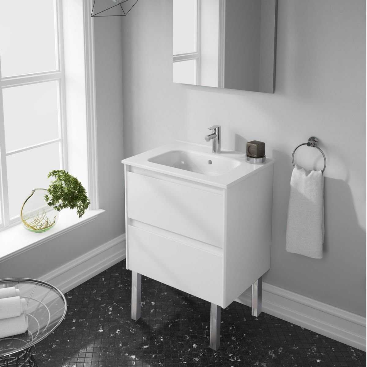 White Fixtures - White Bathroom Vanity