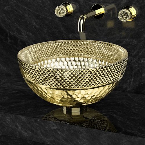 Bold Accents in a Bathroom Design - Gold Vessel Sink
